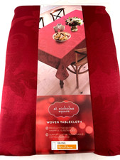 Kohls Poinsettia Jacquard Red Holiday Christmas Tablecloth New