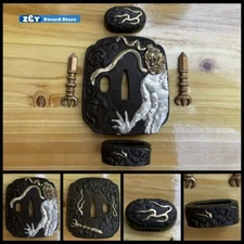 Japanese TSUBA Sword Guard Samurai Katana God of Thunder Oni Hannya From Japan
