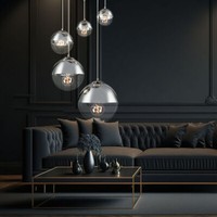 Decken HäNge Leuchte GäSte Zimmer Beleuchtung Glas Kugel Pendel Strahler Lampe