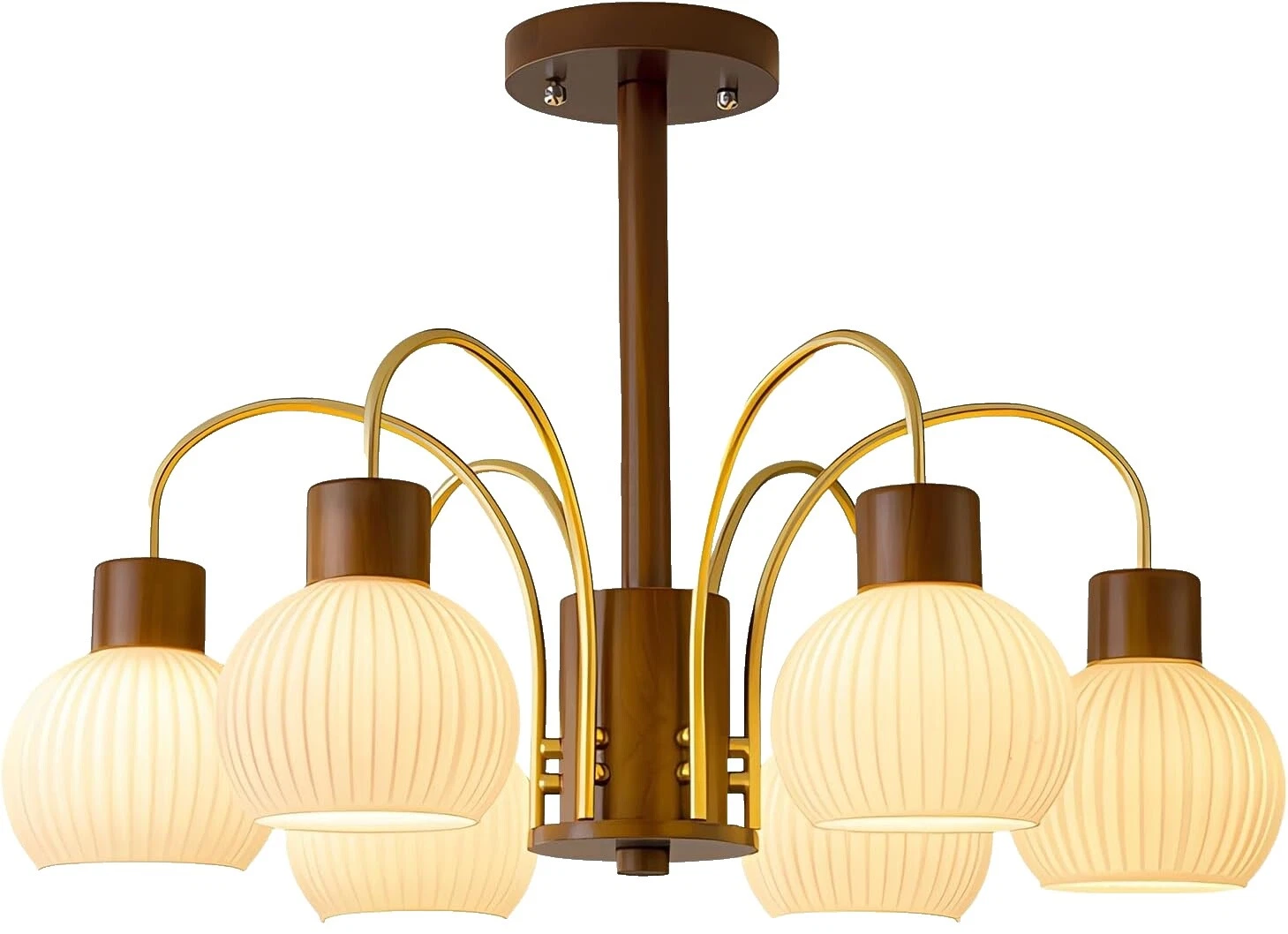 Wooden Mid-Century Modern Chandeliers & Ceiling Fixtures