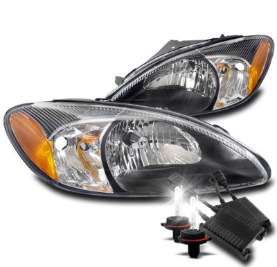 FOR 00-07 FORD TAURUS CRYSTAL REPLACEMENT HEADLIGHTS LAMP BLACK W/50W 8K HID KIT