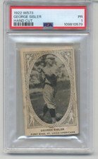 1922 -George Sisler- PSA 1 W573 Hand Cut Strip Baseball Card - POP 1