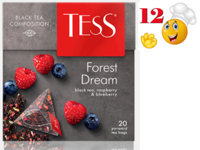 12 PACK Tess Black Tea FOREST DREAM RASPBERRY BLUEBERRY RF NO GMO Russia 240Pyra