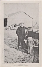 French Vintage Aviation Real Photo Postcard Pilot Gabillan at His Car, May 1910