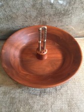 Vtg VERMILLION Lg 12โ Real Wood (WALNUT) NUT CRACKING BOWL USA Made - Pristine