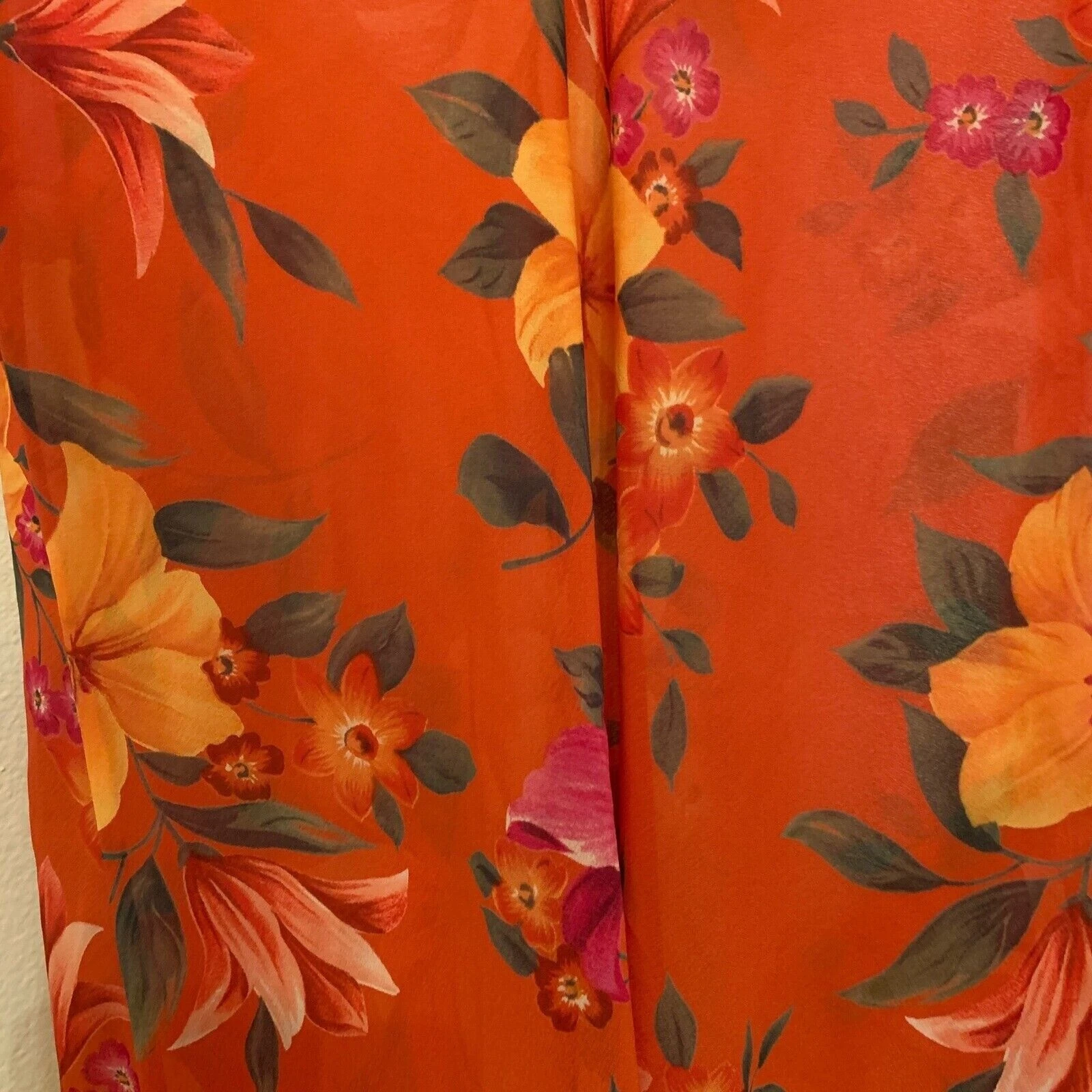 UNDERCOVER Victorias Secret Lingerie Abito Cami Floreale Trasparente Slip Arancione Rosa Giallo M