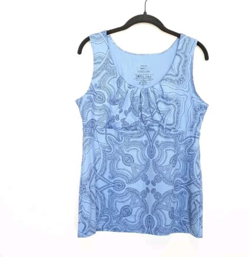 PATAGONIA Bandha Yoga Tank Women Size L Blue Stretchy Lightweight Sleeveless Top - Picture 1 of 5