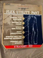 WEATHERPROOF VINTAGE MEN'S FLEX UTILITY STRAIGHT FIT PANTS (TAN 38Wx32L) NWTD