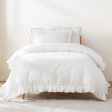 Reyna Off-White Twin XL Duvet Cover Set with Matching Sham Stylish Border