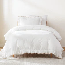 - Duvet Cover Set, 2-Piece Cotton Bedding with Matching Sham, Contrast Edge & St