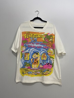 Vintage FLINTSTONES CARTOON NETWORK HANNA BARBERA 1994 All Over Print 2XL XXL