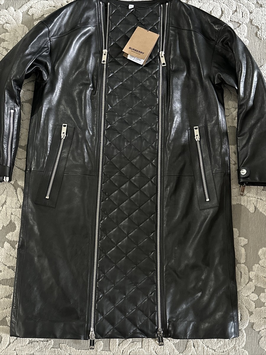 BURBERRY★素敵！Women's LUSHILL Black Quilted Leather Coat NEW BURBERRY Women's UNI LUSHILL Black Quilted Leather Long