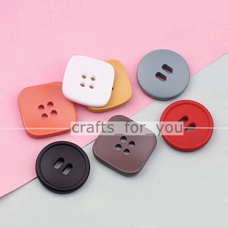 10PCS 18MM-30MM 4-HOLE 2-HOLE COLORED RESIN BUTTONS FOR CLOTHING SEWING  CRAFT