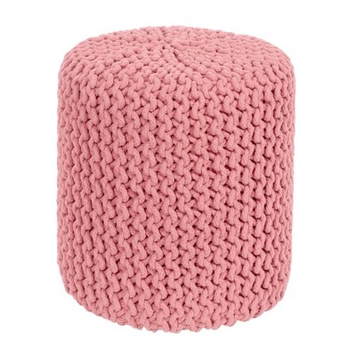 COTTON CRAFT Braided Round Pouf - Hand Knitted Cotton Cord Cable Dori Cylindrica