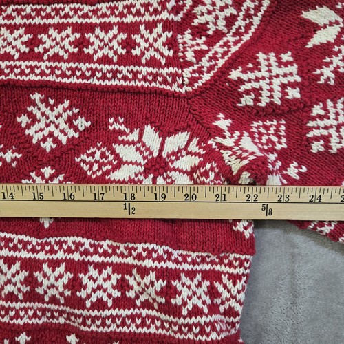 Vintage Ralph Lauren Pullover Herren 3X rot Fair Isle grob schwer handgestrickt Weihnachten - Bild 6 von 8