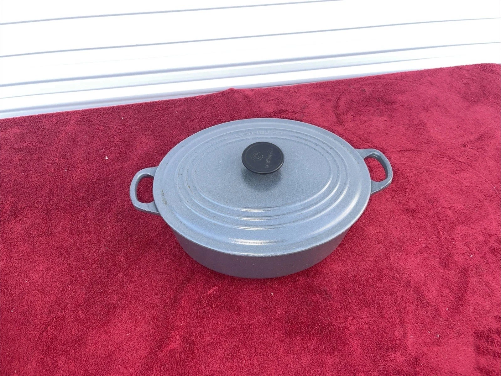 LE CREUSET 5 QT OVAL DUTCH OVEN #29. Vapeur ? Grey/Blue. Please Read.