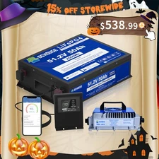 48V 50Ah LiFePO4 Lithium Battery Golf Cart Smart Monitor RV with 18A Charger