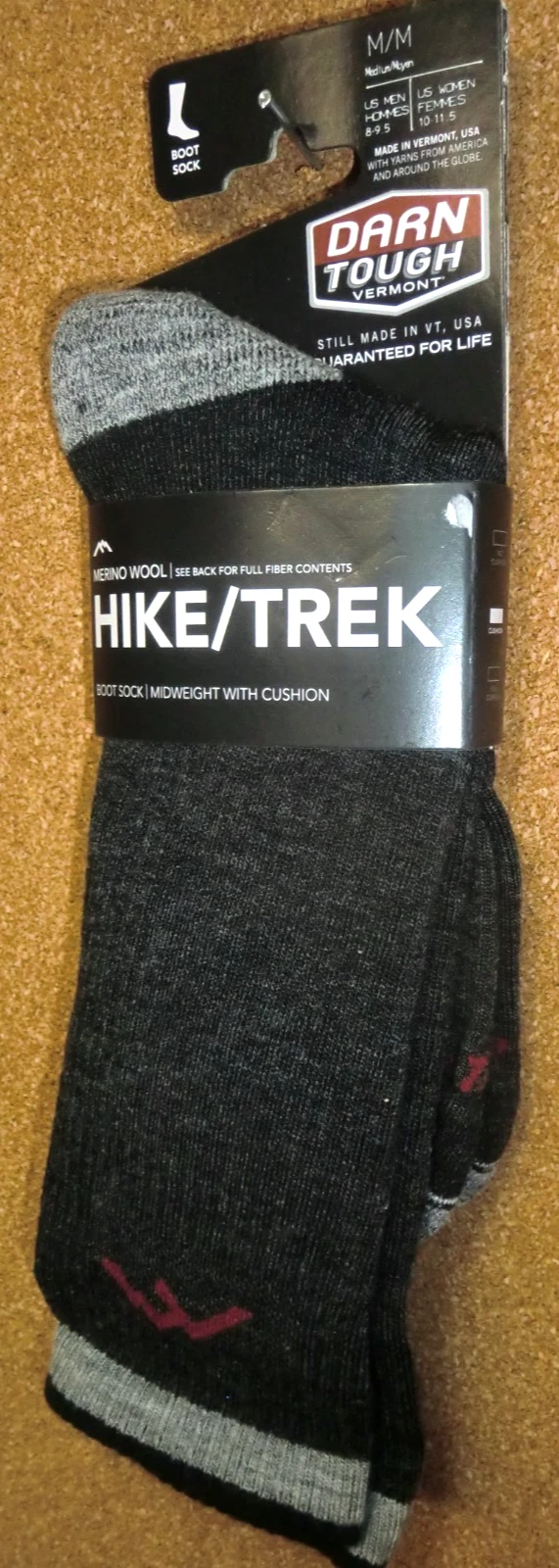 DarnTough Men's Hiker Boot Midweight Hiking Socks M (8-9.5) Blsck