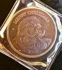 1987 Merry Christmas Santa Toned Wreath Rare Bullion-0.999 Silver 1 Oz Art Coin