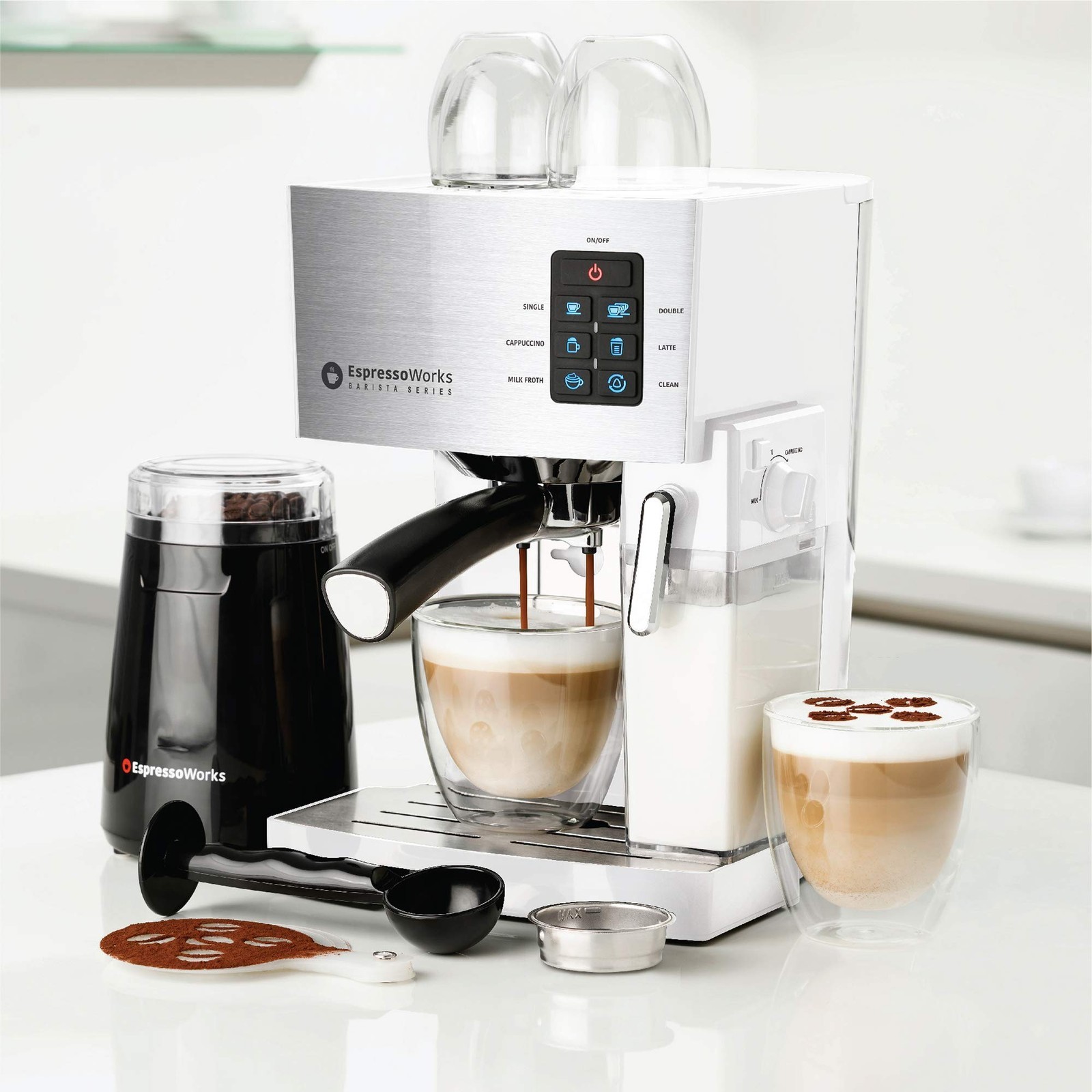 EspressoWorks 19-Bar Espresso, Latte and Cappuccino Maker 10-Piece Set - Brew Ca