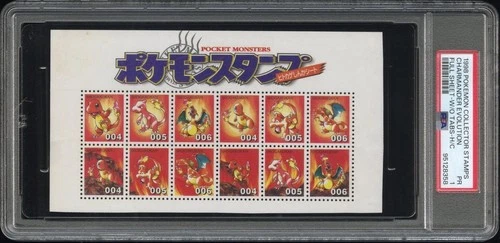 Charizard Charmander Pokemon Card Shogakukan Nippon Stamp Sheet Japanese PSA 1