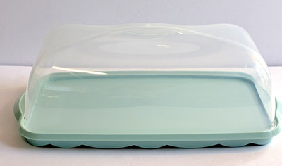 Nordic Ware Loaf Cake Keeper Pastel Blue Base Clear Dome Lid U.S.A.