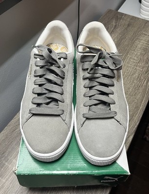 PUMA Men's Suede CLASSIC Steeple Gray- White Sneakers Size 8 with Original Box