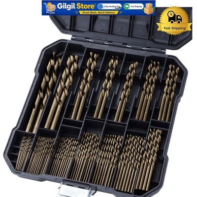 Versatile 99-Piece Cobalt Drill Bits Set in Plastic Case -  Construction