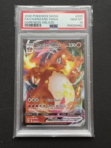 PSA 10 Charizard VMAX Darkness Ablaze Full Art Pokemon Card 020/189