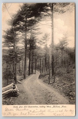Road, Blue Hill Reservation Looking East, Milton, Massachusetts 1900s postcard