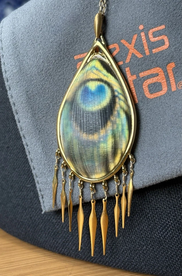 РАСПРОДАЖА! Ожерелье с золотой бахромой Alexis Bittar 'Alexandria' Lucite Peacock - Изображение 2 из 4