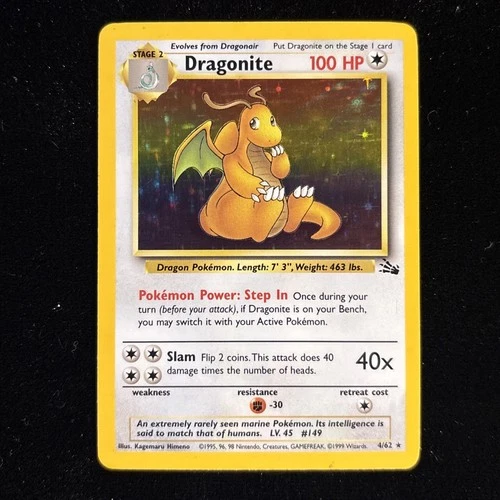 New ListingDragonite 1999 Fossil 1st Edition 4/62 Holo Pokemon Card MINT