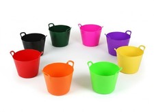 3 x 26L Flexible Plastic Tubs Heavy Duty Flexi Storage Buckets with Handles