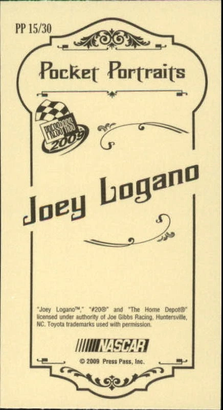 2009 Press Pass Pocket Portraits #P15 Joey Logano - RAC - Image 2 of 2