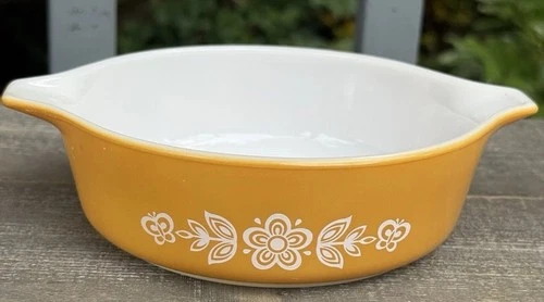 Vintage PYREX Butterfly Gold 471 - 1 pt Casserole Dish No Lid