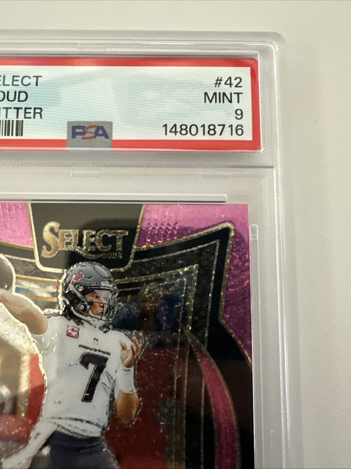 2024 Select CJ Stroud #42 Pink Glitter 13 /15 PSA 9 view 6