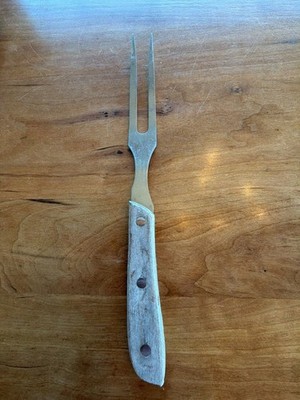 Vintage Kitchen Delite Stainless Steel Meat Carving Fork with Wood Handle