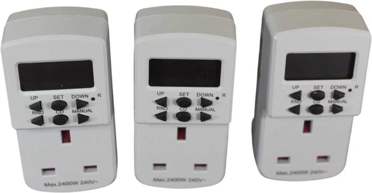 Masterplug 7 Day Electronic Timer Plug White Digital Display 10 Programs Manual