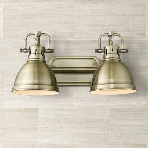 Golden Lighting Duncan 16 1/2" Wide Aged Brass 2-Light Bath Light - Picture 1 of 5