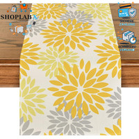 TischläUfer Blumen Gelb Dahlien 40X140 Cm Sommer KüChe Dekoration Party