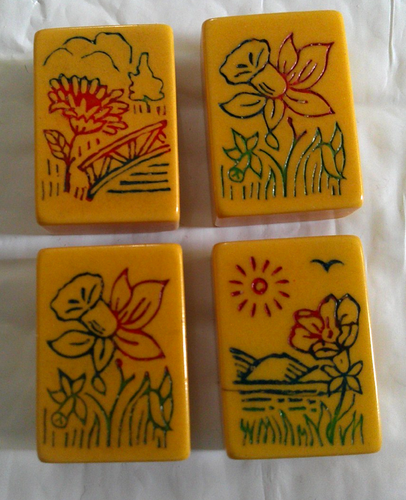 Jeu De Mah-jong Vintage Bakélite Jaune Caramel - 148 Pièces, Années 1940, Rare