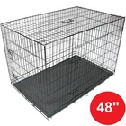 Black 48" Pet Cages Metal Dog Cat Puppy Carrier Crate Animal Vet Transport Tray