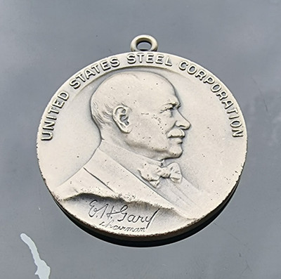 E.H Gary 1930 US Steel Corporation 25 Years of Service 925 Sterling Silver Medal