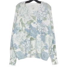 Joie Sweater Floral Oversize Cottage Grandma Soft Girl Academia Fuzzy Cozy 1X