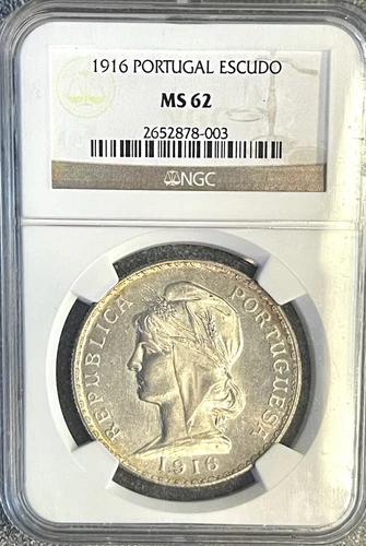 1916 Portugal Silver Escudo NGC MS 62