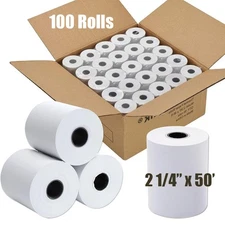 100 Rolls 2 1/4 x 50' Thermal Paper Credit Card Cash Register POS Receipt Paper