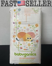 Babyganics Ultra Absorbent Diapers, Size 1 8-14 lbs/4-6 kg 40 Count - SEALED 