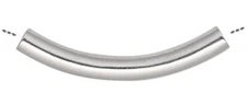 100 Silver Stainless Steel 26x3mm Curved Tube Noodle Beads with 2.2mm Hole