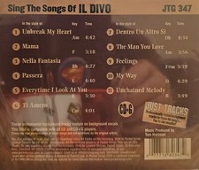 347 JTG IL DIVO HITS JUST TRACKS KARAOKE CDG RARE