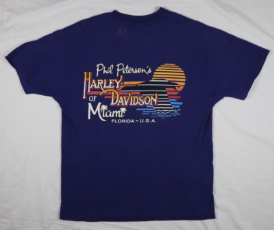 HARLEY-DAVIDSON Size L Blue VTG Double-Sided Shirt 1995
